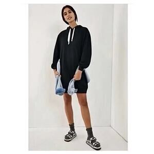 Anthropologie Saturday Sunday Sweatshirt Dress Adah Hoodie Womens Size XS Black